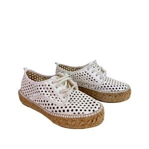 Loeffler Randall Alfie Women's Sneakers White Perforated Espadrille Shoes 39